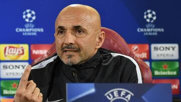 AS Roma's head coach Luciano Spalletti speaks during a press conference on February 16, 2016 at Roma's training camp in Trigoria , in the outskirts of Rome, on the eve of the round of sixteen UEFA Champions League football match As Roma vs Real Madrid.