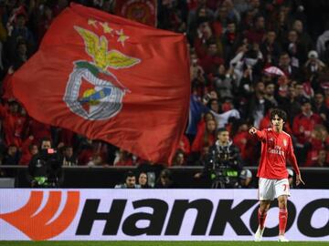 In demand | João Félix of Benfica celebrates after scoring his team's first goal from the penalty spot against Eintracht Frankfurt.