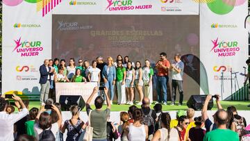 Imagen del evento del Tour Universo Mujer celebrado en la Plaza de España de Madrid con Sandra Sánchez o Lydia Valentín entre otros.