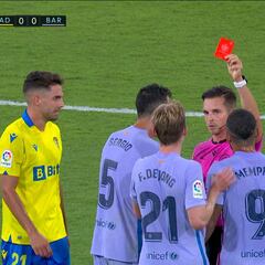 La polémica expulsión de De Jong en el Cádiz vs Barcelona