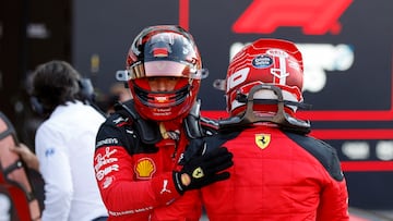 Carlos Sainz y Charles Leclerc (Ferrari). Hermanos Rodríguez, México. F1 2023.