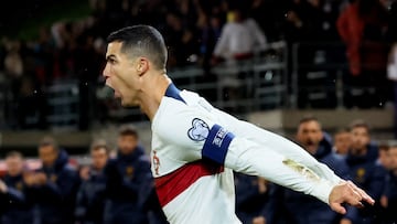 Cristiano celebra su gol ante Liechtenstein.