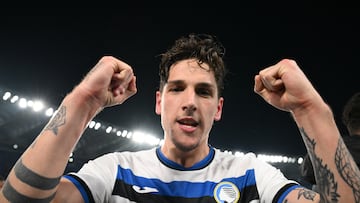 Zaniolo celebra la victoria en Roma.
