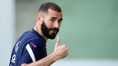 Real Madrid striker Karim Benzema ahead of Spain v France