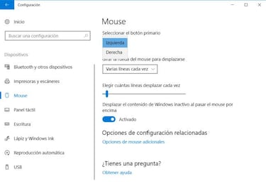 Cómo configurar los botones del ratón para zurdos en Windows 10