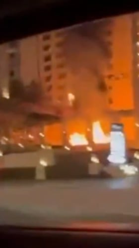 El terrible momento en que hotel en Dubai es alcanzado por misil