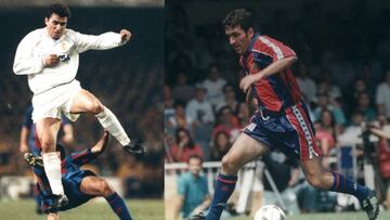 Hagi jugando con el Real Madrid y el Barcelona. 