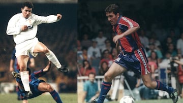 Hagi jugando con el Real Madrid y el Barcelona. 