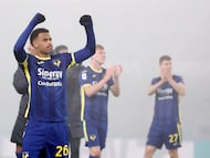 Verona (Italy), 13/01/2024.- Hellas Verona's Cyril Ngonge celebrates winning the Italian Serie A soccer match Hellas Verona vs Empoli FC in Verona, Italy, 13 January 2024. (Italia) EFE/EPA/Emanuele Pennnacchio