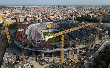 Vista aérea del avance de las obras del Spotify Camp Nou.