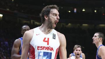 Pau Gasol, durante un partido con la Selección española