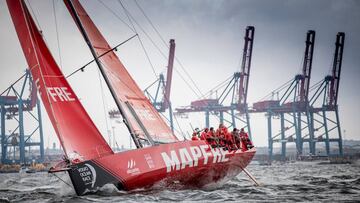 El Mapfre' preparado para la salida de la decisiva etapa de Goteborg-La Haya.