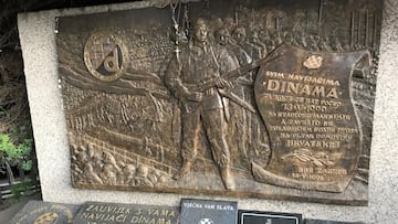 The Maksimir stadium memorial, honouring the fans involved in the independence war (Provided by Dr. Richard Mills).