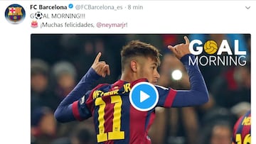 Tuit del Barcelona felicitando al Neymar por su cumplea&ntilde;os.