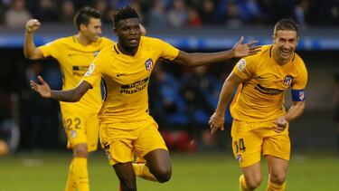 Thomas celebra el gol del Atlético.