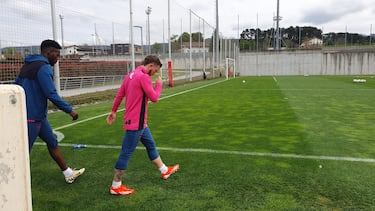 Muniain, en el entrenamiento de hoy en Lezama