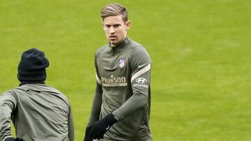 Marcos Llorente, en un entrenamiento del Atlético.