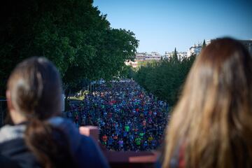 Miles de personas participan en la maratón durante la 46ª edición del Zurich Rock 'N' Roll Running Series en la capital española.