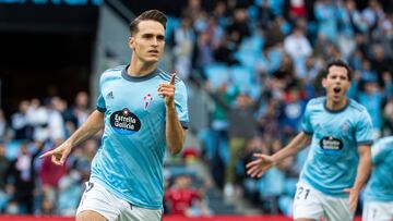 El centrocampista Denis Suárez celebra ante el Elche la pasada temporada el último gol que ha marcado con la camiseta del Celta.