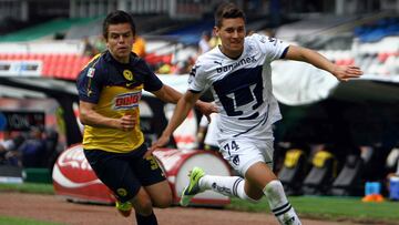 SOCCER
CLAUSURA 2012
SUB 20
JORNADA 11: AMERICA VS PUMAS
Action photo of Kevin Escamilla of Pumas (R), during week11 game of the 2012 Sub 20 tournament./Foto de accion de Kevin Escamilla de Pumas (D), durante juego de semana 11 del torneo 2012 Sub 20. 18 March 2012. MEXSPORT/ADRIAN MACIAS