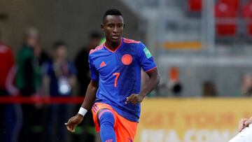 Iv&aacute;n Angulo durante un partido con la Selecci&oacute;n Colombia en el Mundial Sub 20.