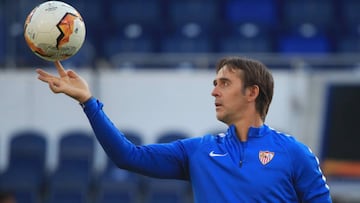 Lopetegui, en un entrenamiento con el Sevilla.