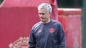 MANCHESTER, UNITED KINGDOM - MAY 23:  Jose Mourinho, Manager of Manchester United looks on during a Manchester United  training session ahead of the UEFA Europa League Final against Ajax at the Aon Training Complex on May 23, 2017 in Manchester, England. 