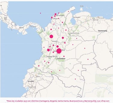 Mapa de casos y muertes por coronavirus por departamentos en Colombia: hoy, 30 de julio