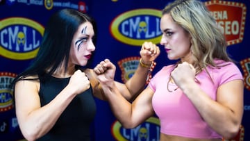 Stephanie Vaquer (izq), frente a frente con Thunder Rosa (der), fotomontaje compartido por Thunder Rosa.