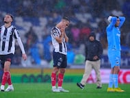 Lucas Ocampos, Sergio Canales and Luis Cardenas of Monterrey during the 15th round match between Monterrey and Pachuca as part of the Liga BBVA MX Varonil, Torneo Clausura 2026 at BBVA Bancomer Stadium, on April 18, 2026 in Monterrey, Nuevo Leon, Mexico.