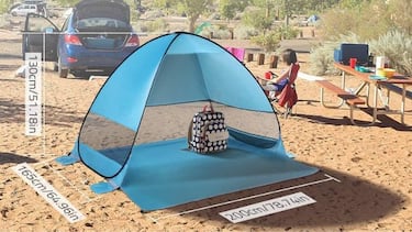 Relájate en la arena con esta carpa para playa plegable con protección UV y tejido ecológico 