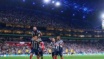 Nelson Deossa celebrates his goal 1-0 of Monterrey during the 16th round match between Monterrey and America as part of the Liga BBVA MX, Torneo Clausura 2025 at BBVA Bancomer Stadium, on April 16, 2025 in Monterrey, Nuevo Leon, Mexico.