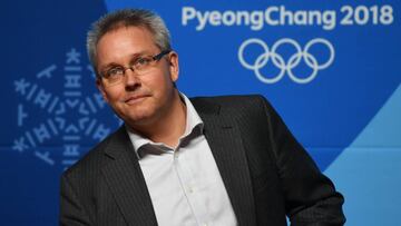 El secretario general del Tribunal de Arbitraje Deportivo (TAS), Matthieu Reeb, durante una rueda de prensa celebrada en el centro de prensa de los Juegos Olímpicos de Invierno de PyeongChang 2018, en Corea del Sur, hoy, 1 de febrero de 2018.