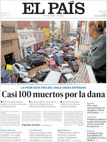 “No camináis solos”: la prensa copa sus portadas con la catástrofe de la DANA