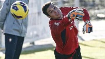 Andrés, durante el entrenamiento de ayer.