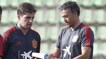 Robert Moreno y Luis Enrique, con la selección de España.