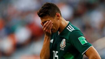 Soccer Football - World Cup - Group F - Mexico vs Sweden - Ekaterinburg Arena, Yekaterinburg, Russia - June 27, 2018 Mexico's Hector Moreno looks dejected REUTERS/Jason Cairnduff