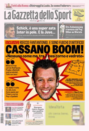 Cassano critica a Balotelli y este le contesta: "El genio explotó..."