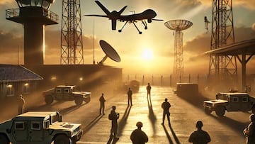 Drones over military base | AI image