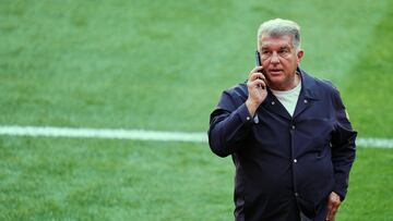 Joan Laporta president of FC Barcelona during the training before the Copa del Rey Final Match between FC Barcelona and Real Madrid at Estadio de La Cartuja on April 25, 2025 in Seville, Spain. (Photo by Jose Breton/Pics Action/NurPhoto via Getty Images)