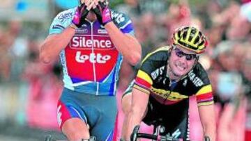 Gilbert aventajó a Boonen.