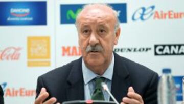 Vicente Del Bosque, seleccionador nacional de fútbol, durante su intervención en la presentación esta mañana del IV Campus de fútbol que lleva su nombre.