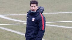 Simeone, durante un entrenamiento del Atl&eacute;tico de Madrid.