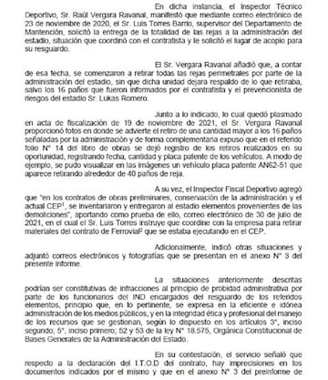 Extracto del informe de la Contraloría.