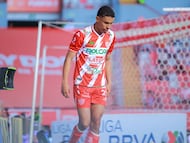 Johan Rojas of Necaxa during the 13th round match between Necaxa and Queretaro as part of the Liga BBVA MX, Torneo Clausura 2025 at Victoria Stadium, on March 28, 2025 in Aguascalientes, Mexico.