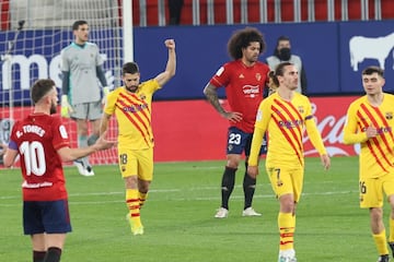 Jordi Alba celebra el 0-1 al Osasuna. 