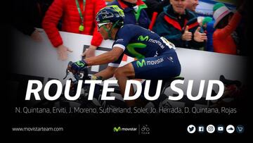 Equipo de Movistar para la Ruta del Sur, con Nairo Quintana como jefe de filas.