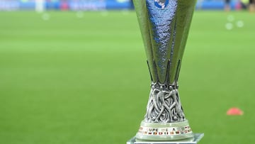 The UEFA Europa League trophy prior to the final 