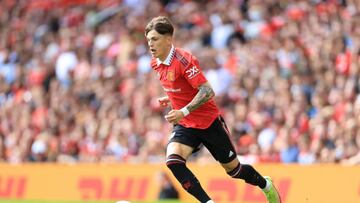 MANCHESTER, ENGLAND - JULY 31: Alejandro Garnacho of Manchester United in action during the Pre-Season Friendly match between Manchester United and Rayo Vallecano at Old Trafford on July 31, 2022 in Manchester, England. (Photo by Simon Stacpoole/Offside/Offside via Getty Images)