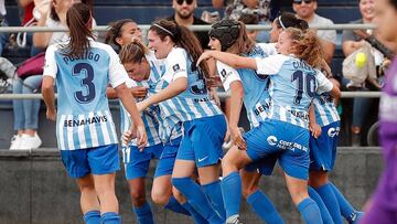 El M&aacute;laga Femenino celebra su gol ante el Granadilla